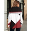 image:imageANRABESS Womens Oversized Printed Henley Neck Sweatshirt  Long Sleeve Tunic Pullover Half Button Curved Hem Side Slit Loose Fit Lightweight  Casual Daily for Leggings Fall WinterRed Black Block