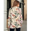 image:imageANRABESS Womens Oversized Printed Henley Neck Sweatshirt  Long Sleeve Tunic Pullover Half Button Curved Hem Side Slit Loose Fit Lightweight  Casual Daily for Leggings Fall WinterBeige Floral
