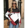 image:imageANRABESS Womens Oversized Printed Henley Neck Sweatshirt  Long Sleeve Tunic Pullover Half Button Curved Hem Side Slit Loose Fit Lightweight  Casual Daily for Leggings Fall WinterRed Black Block