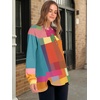 image:imageANRABESS Womens Oversized Printed Henley Neck Sweatshirt  Long Sleeve Tunic Pullover Half Button Curved Hem Side Slit Loose Fit Lightweight  Casual Daily for Leggings Fall WinterRainbow Block