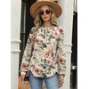 image:imageANRABESS Womens Oversized Printed Henley Neck Sweatshirt  Long Sleeve Tunic Pullover Half Button Curved Hem Side Slit Loose Fit Lightweight  Casual Daily for Leggings Fall WinterBeige Floral