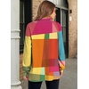 image:imageANRABESS Womens Oversized Printed Henley Neck Sweatshirt  Long Sleeve Tunic Pullover Half Button Curved Hem Side Slit Loose Fit Lightweight  Casual Daily for Leggings Fall WinterRainbow Block