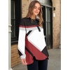 image:imageANRABESS Womens Oversized Printed Henley Neck Sweatshirt  Long Sleeve Tunic Pullover Half Button Curved Hem Side Slit Loose Fit Lightweight  Casual Daily for Leggings Fall WinterRed Black Block