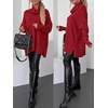 image:imageANRABESS Womens Oversized Turtleneck Tunic Sweater  Chunky Soft Batwing Pullover Side Hem Split Knit Tops Dressy Casual Work Office Clothes for Fall Winter TransitionRed