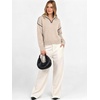 image:imageANRABESS Womens Quarter Zip Collared Cropped Pullover Sweaters  Long Sleeve V Neck Soft Ribbed Knit Shirts Loose Fit Business Casual Tops Fall Winter OutfitsAlmond