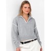 image:imageANRABESS Womens Quarter Zip Collared Cropped Pullover Sweaters  Long Sleeve V Neck Soft Ribbed Knit Shirts Loose Fit Business Casual Tops Fall Winter OutfitsGrey