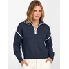 image:imageANRABESS Womens Quarter Zip Collared Cropped Pullover Sweaters  Long Sleeve V Neck Soft Ribbed Knit Shirts Loose Fit Business Casual Tops Fall Winter OutfitsNavy Blue