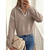 image:imageANRABESS Womens Quarter Zip Collared Cropped Pullover Sweaters  Long Sleeve V Neck Soft Ribbed Knit Shirts Loose Fit Business Casual Tops Fall Winter OutfitsTan