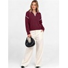 image:imageANRABESS Womens Quarter Zip Collared Cropped Pullover Sweaters  Long Sleeve V Neck Soft Ribbed Knit Shirts Loose Fit Business Casual Tops Fall Winter OutfitsBurgundy