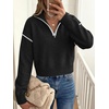 image:imageANRABESS Womens Quarter Zip Collared Cropped Pullover Sweaters  Long Sleeve V Neck Soft Ribbed Knit Shirts Loose Fit Business Casual Tops Fall Winter OutfitsBlack