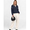 image:imageANRABESS Womens Quarter Zip Collared Cropped Pullover Sweaters  Long Sleeve V Neck Soft Ribbed Knit Shirts Loose Fit Business Casual Tops Fall Winter OutfitsNavy Blue