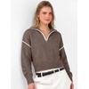 image:imageANRABESS Womens Quarter Zip Collared Cropped Pullover Sweaters  Long Sleeve V Neck Soft Ribbed Knit Shirts Loose Fit Business Casual Tops Fall Winter OutfitsCoffee