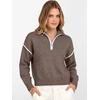 image:imageANRABESS Womens Quarter Zip Collared Cropped Pullover Sweaters  Long Sleeve V Neck Soft Ribbed Knit Shirts Loose Fit Business Casual Tops Fall Winter OutfitsCoffee