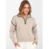 image:imageANRABESS Womens Quarter Zip Collared Cropped Pullover Sweaters  Long Sleeve V Neck Soft Ribbed Knit Shirts Loose Fit Business Casual Tops Fall Winter OutfitsAlmond