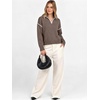 image:imageANRABESS Womens Quarter Zip Collared Cropped Pullover Sweaters  Long Sleeve V Neck Soft Ribbed Knit Shirts Loose Fit Business Casual Tops Fall Winter OutfitsCoffee