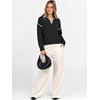 image:imageANRABESS Womens Quarter Zip Collared Cropped Pullover Sweaters  Long Sleeve V Neck Soft Ribbed Knit Shirts Loose Fit Business Casual Tops Fall Winter OutfitsBlack