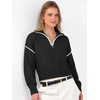image:imageANRABESS Womens Quarter Zip Collared Cropped Pullover Sweaters  Long Sleeve V Neck Soft Ribbed Knit Shirts Loose Fit Business Casual Tops Fall Winter OutfitsBlack