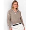 image:imageANRABESS Womens Quarter Zip Collared Cropped Pullover Sweaters  Long Sleeve V Neck Soft Ribbed Knit Shirts Loose Fit Business Casual Tops Fall Winter OutfitsTan