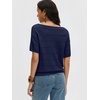 image:imageANRABESS Womens Short Sleeve Sweater Spring Summer Fall Outfits  Boat Neck Hollow Out Tops Comfy Lightweight Knit Pullover Classic Sweater Shirts Beach Travel Vacation ClothesNavy Blue