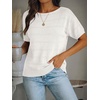 image:imageANRABESS Womens Short Sleeve Sweater Spring Summer Fall Outfits  Boat Neck Hollow Out Tops Comfy Lightweight Knit Pullover Classic Sweater Shirts Beach Travel Vacation ClothesWhite