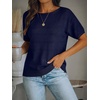 image:imageANRABESS Womens Short Sleeve Sweater Spring Summer Fall Outfits  Boat Neck Hollow Out Tops Comfy Lightweight Knit Pullover Classic Sweater Shirts Beach Travel Vacation ClothesNavy Blue