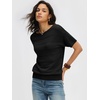 image:imageANRABESS Womens Short Sleeve Sweater Spring Summer Fall Outfits  Boat Neck Hollow Out Tops Comfy Lightweight Knit Pullover Classic Sweater Shirts Beach Travel Vacation ClothesBlack