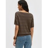 image:imageANRABESS Womens Short Sleeve Sweater Spring Summer Fall Outfits  Boat Neck Hollow Out Tops Comfy Lightweight Knit Pullover Classic Sweater Shirts Beach Travel Vacation ClothesBrown