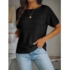 image:imageANRABESS Womens Short Sleeve Sweater Spring Summer Fall Outfits  Boat Neck Hollow Out Tops Comfy Lightweight Knit Pullover Classic Sweater Shirts Beach Travel Vacation ClothesBlack