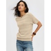 image:imageANRABESS Womens Short Sleeve Sweater Spring Summer Fall Outfits  Boat Neck Hollow Out Tops Comfy Lightweight Knit Pullover Classic Sweater Shirts Beach Travel Vacation ClothesBeige