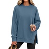 image:imageANRABESS Oversized Sweatshirt for Women Crewneck Fall Outfits  Long Sleeve Side Slit Pullover Tops Comfy Soft Fleece Loose Fit Sweatshirts with Pockets Casual Work Lounge Winter ClothesGrey Blue