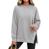 image:imageANRABESS Oversized Sweatshirt for Women Crewneck Fall Outfits  Long Sleeve Side Slit Pullover Tops Comfy Soft Fleece Loose Fit Sweatshirts with Pockets Casual Work Lounge Winter ClothesGrey