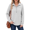 image:imageANRABESS Sweatshirt for Women Long Sleeve Polo Shirts  Grommet HalfPlacket Tunic Tops HighLow Curved Hem Pullover Dressy Business Casual Classic Vintage Fall OutfitsGrey