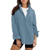 image:imageANRABESS Sweatshirt for Women Oversized Casual Long Sleeve Side Slit Button Lapel Polo Pullover Tunic Tops 2026 Fall OutfitsLight Blue