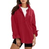 image:imageANRABESS Sweatshirt for Women Oversized Casual Long Sleeve Side Slit Button Lapel Polo Pullover Tunic Tops 2026 Fall OutfitsRed