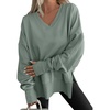 image:imageANRABESS Sweatshirts for Women Oversized V Neck Fleece Outfits  Thumbhole Long Sleeve amp Side Slits Soft Cozy Warm Pullover Tops Casual Going Out Daily Wear Winter Fall Fashion OutfitsSage Green