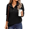 image:imageANRABESS Waffle Knit Sweatshirt for Women Henley Shirts  Lightweight Comfy Long Sleeve Stand Collar Half Button Pullover Tops Casual Daily Wear amp Work Fall Spring OutfitsBlack