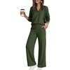 image:imageANRABESS Womens 2 Piece Outfits V Neck Sweatsuit Lounge Sets  Raglan Top amp Wide Leg Pants Loose WrinkleFree Loungewear Daily Travel Airport Matching Sets Fall Winter ClothingArmy Green