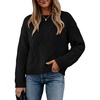 image:imageANRABESS Womens Long Sleeve Cable Knit Cropped Sweaters  Crew Neck Loose Pullover Tops Cozy Soft Warm Business Casual Work Office Daily Wear Fall Winter Trendy ClothingBlack