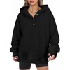 image:imageANRABESS Womens Oversized Hoodies V Neck Henley Sweatshirts  Long Sleeve Button Pullover Soft Cozy Fleece Warm Fabric Casual Teen Girls Y2K Clothes Fall Winter Fashion OutfitsBlack