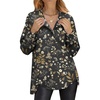 image:imageANRABESS Womens Oversized Printed Henley Neck Sweatshirt  Long Sleeve Tunic Pullover Half Button Curved Hem Side Slit Loose Fit Lightweight  Casual Daily for Leggings Fall WinterBlack Floral