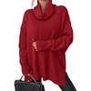 image:imageANRABESS Womens Oversized Turtleneck Tunic Sweater  Chunky Soft Batwing Pullover Side Hem Split Knit Tops Dressy Casual Work Office Clothes for Fall Winter TransitionRed
