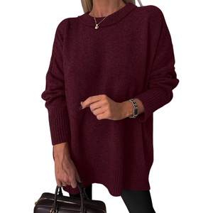 image:imageANRABESS Oversized Sweaters for Women Batwing Fall Outfits  Long Sleeve Crew Neck Pullover Cozy Casual Loose Knit Tops Cute Office Work Travel Vacation Winter Fashion ClothingDrak Red