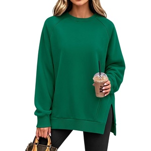 image:imageANRABESS Oversized Sweatshirt for Women Crewneck Fall Outfits  Long Sleeve Side Slit Pullover Tops Comfy Soft Fleece Loose Fit Sweatshirts with Pockets Casual Work Lounge Winter ClothesGreen