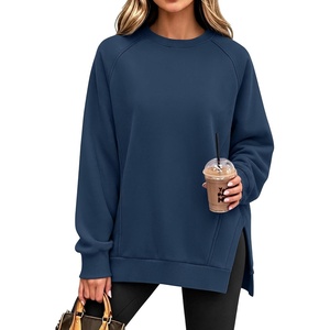 image:imageANRABESS Oversized Sweatshirt for Women Crewneck Fall Outfits  Long Sleeve Side Slit Pullover Tops Comfy Soft Fleece Loose Fit Sweatshirts with Pockets Casual Work Lounge Winter ClothesNavy Blue