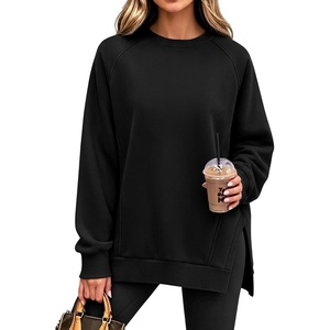image:imageANRABESS Oversized Sweatshirt for Women Crewneck Fall Outfits  Long Sleeve Side Slit Pullover Tops Comfy Soft Fleece Loose Fit Sweatshirts with Pockets Casual Work Lounge Winter ClothesBlack