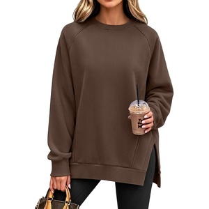 image:imageANRABESS Oversized Sweatshirt for Women Crewneck Fall Outfits  Long Sleeve Side Slit Pullover Tops Comfy Soft Fleece Loose Fit Sweatshirts with Pockets Casual Work Lounge Winter ClothesCoffee