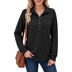 image:imageANRABESS Sweatshirt for Women Long Sleeve Polo Shirts  Grommet HalfPlacket Tunic Tops HighLow Curved Hem Pullover Dressy Business Casual Classic Vintage Fall OutfitsBlack