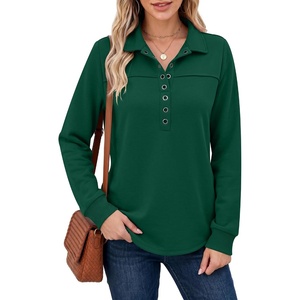 image:imageANRABESS Sweatshirt for Women Long Sleeve Polo Shirts  Grommet HalfPlacket Tunic Tops HighLow Curved Hem Pullover Dressy Business Casual Classic Vintage Fall OutfitsDeep Green
