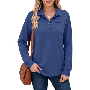 image:imageANRABESS Sweatshirt for Women Long Sleeve Polo Shirts  Grommet HalfPlacket Tunic Tops HighLow Curved Hem Pullover Dressy Business Casual Classic Vintage Fall OutfitsDeep Blue
