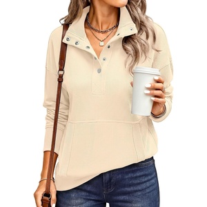 image:imageANRABESS Waffle Knit Sweatshirt for Women Henley Shirts  Lightweight Comfy Long Sleeve Stand Collar Half Button Pullover Tops Casual Daily Wear amp Work Fall Spring OutfitsAlmond